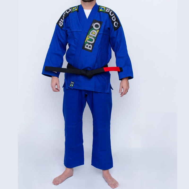 Kimono Jiu Jitsu Azul Trançado Modelo Tradicional 03