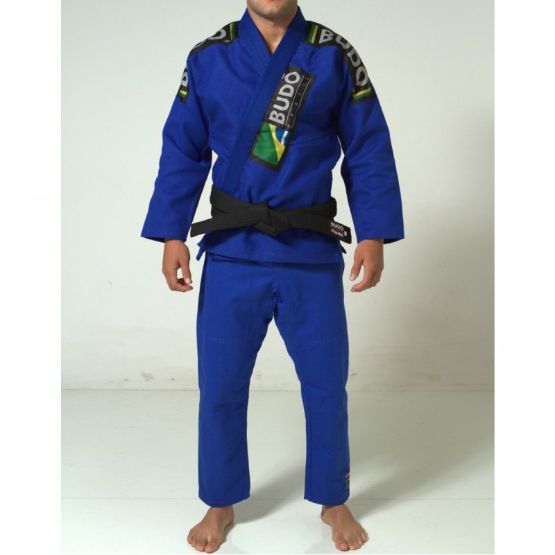 Kimono Jiu Jitsu Azul Trançado Modelo Premium